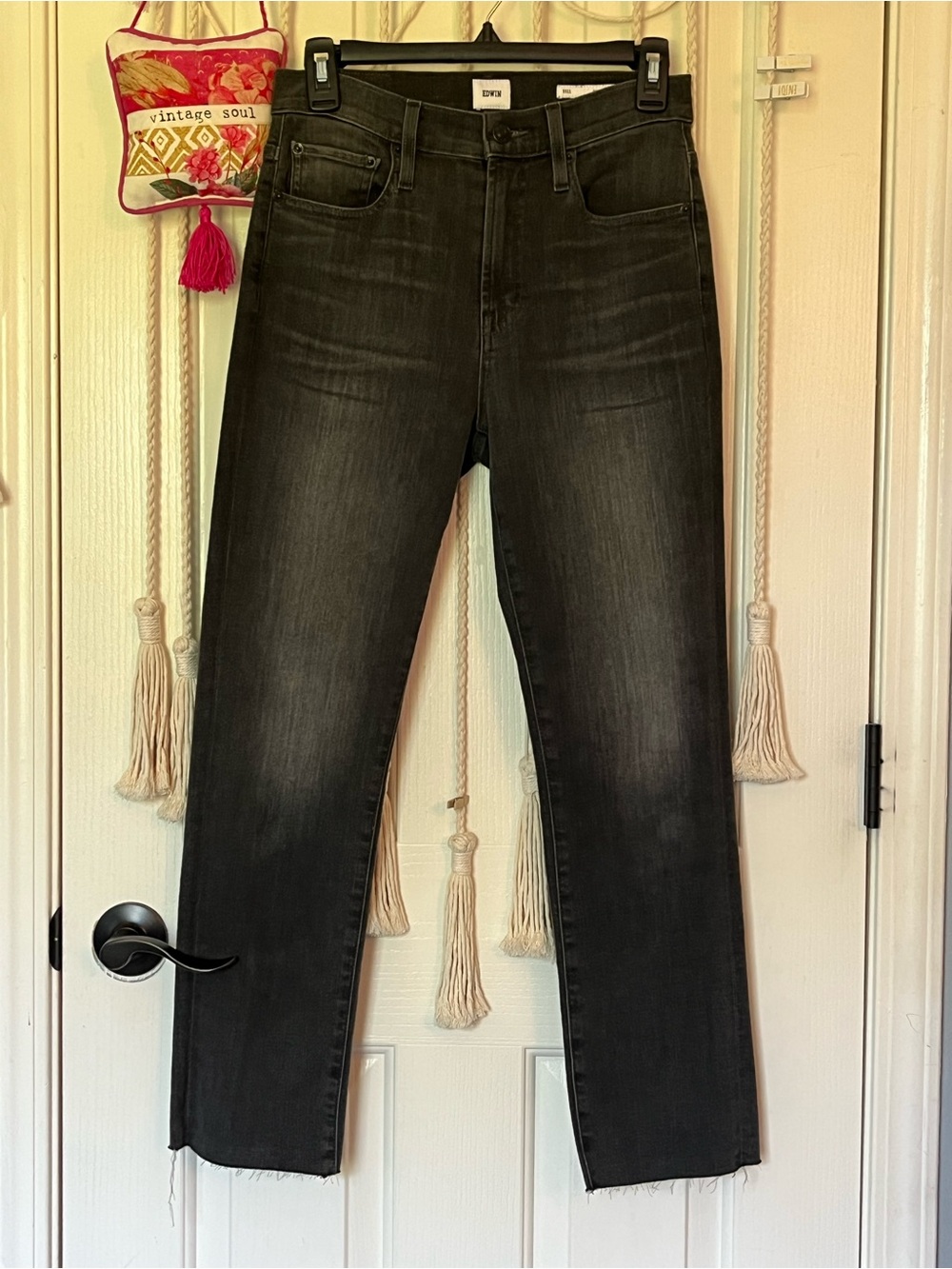 EC Edwin Bree Slim Straight Washed Black Denim Jeans 26